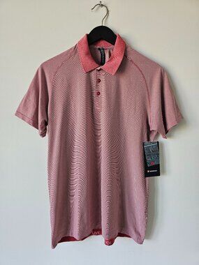 NWT LULULEMON XSVA/SPED Red White Stripe Metal Vent Tech Polo 2.0 Men's Large